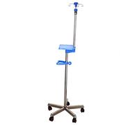Stainless Steel Drip Stand with Square Plate, Height Adjustable IV Pole, Infusion Stand with 5 Castors and 4 Hooks, Infusion IV Stand for Hospital Home, Silent Move, Stable, Easy To Assemble