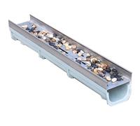 Stainless Steel Driveway Drainage Kit 5cm Cobblestone Cover Outdoor Channel Drain for Bathroom Kitchen YardDurable Trench Drain System (100x11x20cm)
