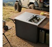 Stainless Steel Drop in Ice Bucket, Commercial Large Ice Chest Cooler with 24-Hour Insulation, Commercial Ice Bin Cooler with Flip-Top Lid, Filtered Drainage Outlet for Cold Wine, Bar, BBQ-69×46×53cm