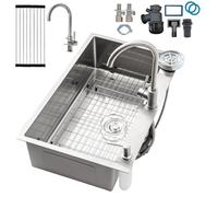 Stainless Steel Drop in Kitchen Sink, Stainless Steel Grid Multifunction Sink, Large Single Bowl Kitchen Sink, Drain Strainer Set Compatibility with Various Workstation Styles(Silver#2,80x50cm)