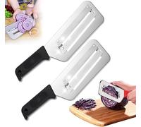 Stainless Steel Dual Blade Cutter, 2025 New Cabbage Shredder for Coleslaw, Stainless Steel Shredder Knife, Sharp Blades Durable Cutter, Easy to Clean (Black-2PCS)