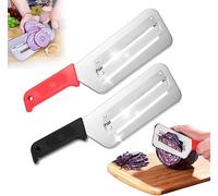 Stainless Steel Dual Blade Cutter, 2025 New Cabbage Shredder for Coleslaw, Stainless Steel Shredder Knife, Sharp Blades Durable Cutter, Easy to Clean (Red+Black)