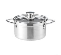 Stainless Steel Dual Compartment Hot Pot for One | Extra Thick Shabu Shabu Pot with Right Angle Design | 201 Non-Magnetic Miniature Soup Pot for Individual Dining | Silver(4 Steel Ear Pan)