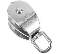 Stainless Steel Dual Pulley M32 Fixed Pulley for Lifting Ships | Increased Traction Force, 360 Degree Rotating Design, Silver Finish, for Machinery and Towing Tasks