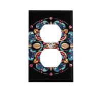 Stainless Steel Duplex Outlet Cover Wall Plate 1-Gang Plug Covers Standard Size Decorative Art Deco Glass Electrical Outlet Covers Receptacle Light Switch Cover for Kitchen Bathroom Home Decor