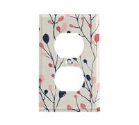 Stainless Steel Duplex Outlet Cover Wall Plate 1-Gang Plug Covers Standard Size Decorative Berries And Branches Electrical Outlet Covers Receptacle Light Switch Cover for Kitchen Bathroom Home Decor