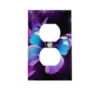 Stainless Steel Duplex Outlet Cover Wall Plate 1-Gang Plug Covers Standard Size Decorative Blue Purple Butterfly Electrical Outlet Covers Receptacle Light Switch Cover for Kitchen Bathroom Home Decor