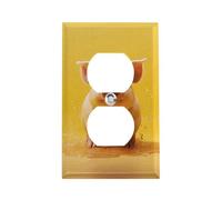 Stainless Steel Duplex Outlet Cover Wall Plate 1-Gang Plug Covers Standard Size Decorative Piggy Is Jumping Electrical Outlet Covers Receptacle Light Switch Cover for Kitchen Bathroom Home Decor