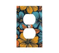 Stainless Steel Duplex Outlet Cover Wall Plate 1-Gang Plug Covers Standard Size Decorative Simplified Line Flowers Electrical Outlet Covers Receptacle Light Switch Cover for Kitchen Bathroom Home Deco