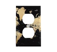 Stainless Steel Duplex Outlet Cover Wall Plate 1-Gang Plug Covers Standard Size Decorative World Map Electrical Outlet Covers Receptacle Light Switch Cover for Kitchen Bathroom Home Decor