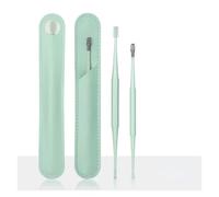 Stainless Steel Ear Cleaning Kit 2PCS Double Head Ear Cleaner Soft Silicone Spiral Earwax Removal Stainless Steel Ear Scoop Ear Wax Picker(Green)