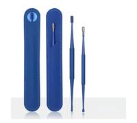 Stainless Steel Ear Cleaning Kit 2PCS Double Head Ear Cleaner Soft Silicone Spiral Earwax Removal Stainless Steel Ear Scoop Ear Wax Picker(Blue)