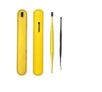 Stainless Steel Ear Pick Set 2PCS Double Head Ear Cleaner Soft Silicone Spiral Earwax Removal Stainless Steel Scoop Wax Picker(Yellow)