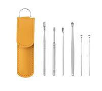 Stainless Steel Ear Pick Set Ear Cleaner Earpick Sticks Wax Removal Tool Care Cleanser Spoon Earwax Remover(Yellow)