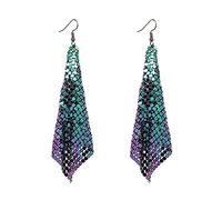 Stainless Steel Earrings for Women Earrings Long Lattice Sequins Women Metal Mesh Dangle Drop Tassel Stainless Steel Hoops (E-Multicolor, One Size)