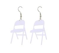 Stainless Steel Earrings For Women Flat Unique Statement Stacking Folding Chair Earrings Colorful Acrylic Chair Pendant Folding Boho Jewelry Stainless Steel Hoop (A, One Size)
