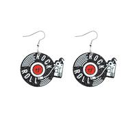 Stainless Steel Earrings for Women Vinyl Record Earrings Retro Tape Records Hip Hop Style Nostalgic Fashion Versatile For Women Heart Pearl (D-a, One Size)