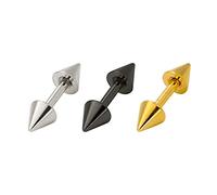 Stainless Steel Earrings Girls Boys, Stud Earrings Silver Black Gold 3PCS Geometric Cone 3-5MM Men Earrings Stud