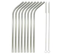 Stainless Steel Eco Friendly Drinking Straws Reusable Metal Straw with Cleaning Brush for Milkshakes, Smoothies, Hot Drinks, Juices, Cocktails and More...Pack of 4... (2)