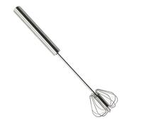 Stainless Steel Egg Beater, Rotating Mixer Stirrer - Milk Frother, Spring Action Push Down Pump Whisk for Whisking, Beating, Stirring