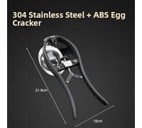 Stainless Steel Egg Cracker Tool with Fish-Shaped Design & Double-for Leaf Tray for Easy, Mess- Cracking of Raw or Hard-Boiled Eggs - Kitchen Gadget(with Container)