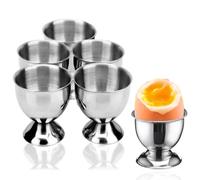 Stainless Steel Egg Cups, 6 Pieces Egg Cup Holders, Breakfast Tray Egg Cup Holder, Small Wine Glass Shape, Egg Holder Set, Use for Breakfast, Lunch Or Dinner, for Hard Soft Boiled Egg, Silver