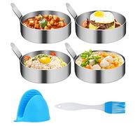 Stainless Steel Egg Mold - 4-Pack Non-Stick 3.5-Inch Egg Rings for Frying, Griddles, Pancakes, Sandwiches, Beefsteak - Kitchen Gadgets for Breakfast