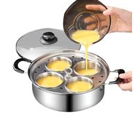 Stainless Steel Egg Poacher - 4 Cup Non-Stick Poached Egg Maker Steamer Pan | Poach Eggcooker Cooker for Perfectly Cooked Eggs, Brunch Recipes, Healthy Cooking, Eggs Benedict Poacher