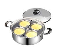 Stainless Steel Egg Poacher Pan - Egg Poacher Pan with Anti-Scald Handle for 4 Eggs - Induction Safe Eggs Poaching Pans with Lid for Household Kitchen Cooking