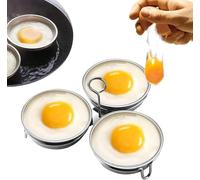 Stainless Steel Egg Poacher, Perfect Poached Egg Maker, Round Egg Cooker Rings For Breakfast Cooking Tool 3 Poached Egg Cups