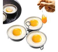 Stainless Steel Egg Poacher, Perfect Poached Egg Maker, Round Egg Cooker Rings For Breakfast Cooking Tool 3 Poached Egg Cups
