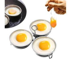 Stainless Steel Egg Poacher, Perfect Poached Egg Maker, Round Egg Cooker Rings For Breakfast Cooking Tool 3 Poached Egg Cups