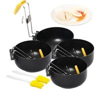 Stainless Steel Egg Poacher, Stainless Steel Poached Egg Cooker Egg Poacher Pan, Egg Rings Collapsible Hang Ear Egg Boiler Poached Egg Maker, Non-stick Egg Poacher Boiled Eggs for Kitchen Tool (4PCS)