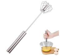 Stainless Steel Egg Whisk Hand Push Rotary Whisk Blender Versatile Milk Frother Hand Push Mixer Stirrer for Blending Whisking Beating Stirring (10in)