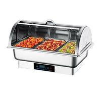 Stainless Steel Electric Chafing Dish with Smart Touch Screen, Adjustable Temperature for Perfect Food Warming, Ideal for Cafeterias, Family Gatherings, and Weddings