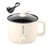 Stainless Steel Electric Hot Pot with UK Plug Power Cord, UK 220 V 1.8 L 2 Mode Round Mini Multifunctional Cooker Portable Nonstick Stock Pot for Noodles Porridge Ramen Steak (Single Layer)