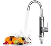 Stainless Steel Electric Instant Hot Water Faucet - 360 Rotatable, Digital Display, 3S Instant Hot Water Heater for Sink,