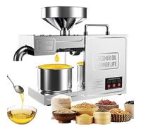 Stainless Steel Electric Oil Press Machine, Cold and Hot Press for Various Seeds, Home and Commercial Kitchen Use