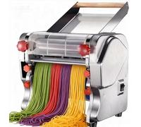 Stainless Steel Electric Pasta Maker with Dual Cutting Blades, 3/9mm Adjustable Thickness, No-Disassembly Automatic Noodle Cutter for Home & Commercial Use,R160