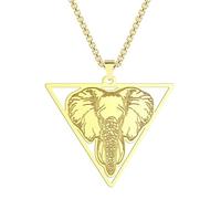 Stainless Steel Elephant Head Pendant Necklace Triangle Jewelry Charm Hip-Hop Punk