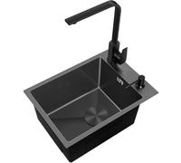 Stainless Steel Embossed Kitchen Sink - Small Single Bowl, Narrow Long Side-Mount Design for Bar, Mini Sink for Washing Dishes & Vegetables(81x43x21.5cm)