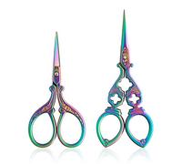 Stainless Steel Embroidery Scissors, Gourd Scissors DIY Tools for Craft, Needle Work, Art Work & Everyday Use, 2pcs, 12cm & 9.5cm, Colourful
