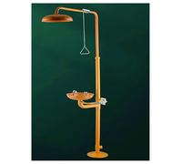 Stainless Steel Emergency Eye Wash Station with Shower Combination Eyewash Station, Safety Shower Eye Washer, for Use in Chemical Plants and Laboratories Worksite(Orange,Basic model)