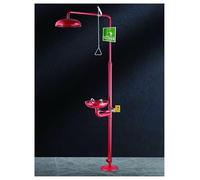 Stainless Steel Emergency Eye Wash Station with Shower Combination Eyewash Station, Safety Shower Eye Washer, for Use in Chemical Plants and Laboratories Worksite(Red,Basic model)