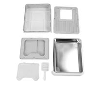 Stainless Steel Enclosed Cat Litter Box, Drawer Odor Proof Foldable (Gris)