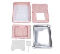 Stainless Steel Enclosed Cat Litter Box, Drawer Odor Proof Foldable (Rosa)