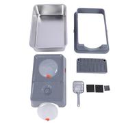 Stainless Steel Enclosed Cat Litter Box, Extra Large High Sided Metal Kitty Litter Pan with Top Entry and Flip Top Lid for Large Cats, Anti Splashing Odor Control (Dark Gray)