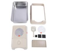 Stainless Steel Enclosed Cat Litter Box, Extra Large High Sided Metal Kitty Litter Pan with Top Entry and Flip Lid for Odor Control and Anti Splashing (Khaki)