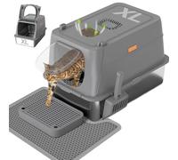 Stainless Steel Enclosed Cat Litter Box with Removable Lid & Scoop, Extra Large Design for Easy Cleaning, Non-Sticky & Non-Odor, Perfect for Big Cats, Dark Gray