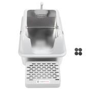 Stainless Steel Enclosed Litter Box, Extra Large Anti Splashing Cat Litter Box, High Foot Pad Leakage Proof Design with Plastic Cover and Pedal Top, Odorless for Large Cats Indoor